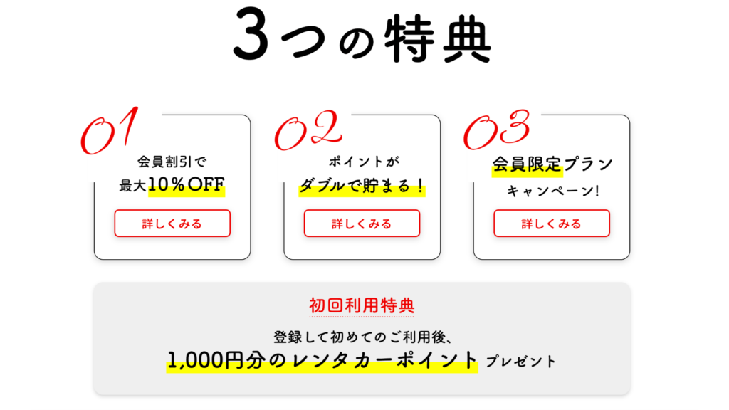 ニッポンレンタカーハワイ　会員特典