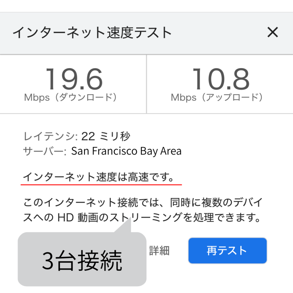 HIS Wi-Fi3台接続時のスピード